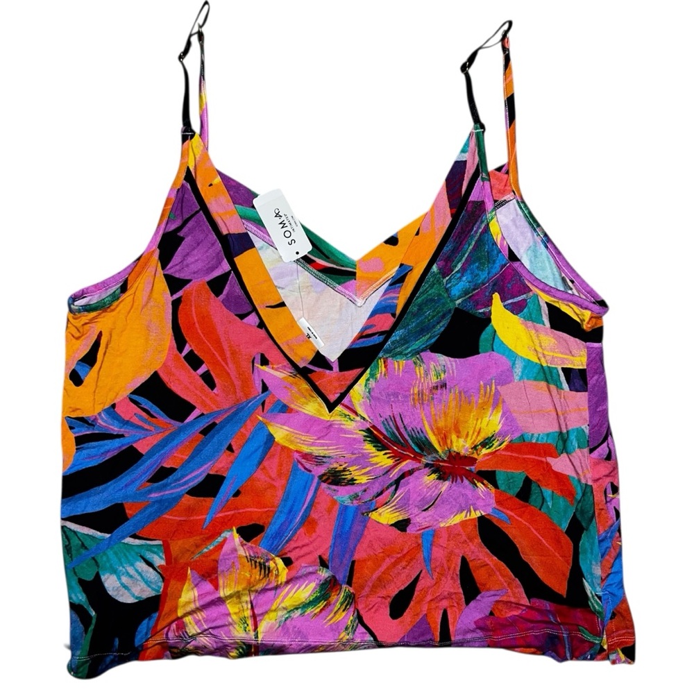 Soma Cool Nights Cami in Paradise Palms Black Size XL NWT